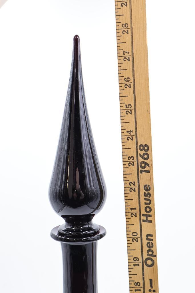 Vintage Empoli Italian Dark Amethyst Purple Art Glass Decanter - 2