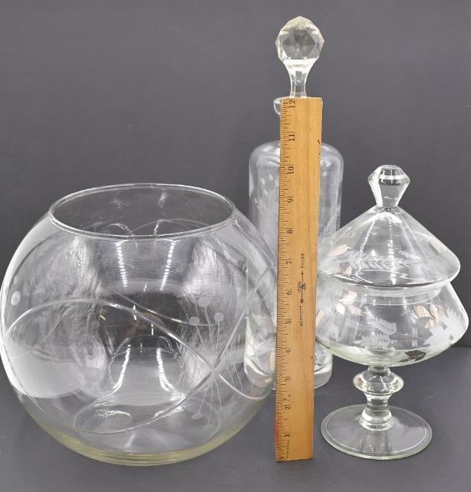 Vintage Etched Glassware - 2
