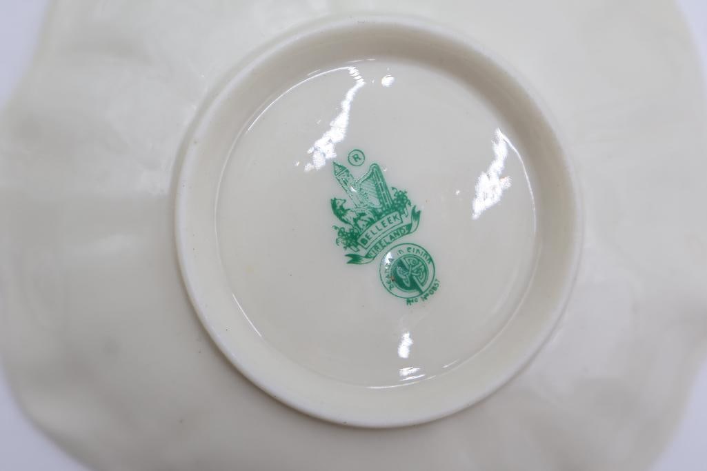 Three Belleek Pieces Including Lady Harp Butter Plate - 7