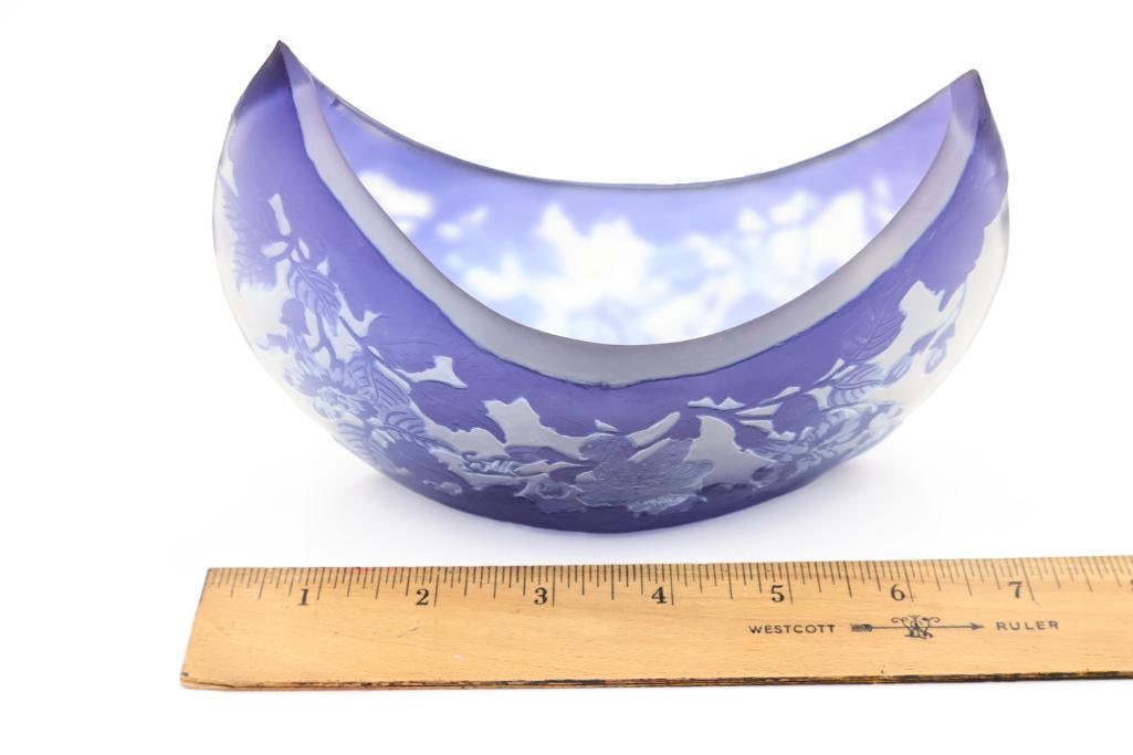 Galle Handmade Cut-to-Color Blue Boat Shaped Vase - 2