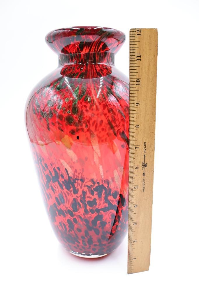 Large Artisan Red with Shimmer Vase - 2