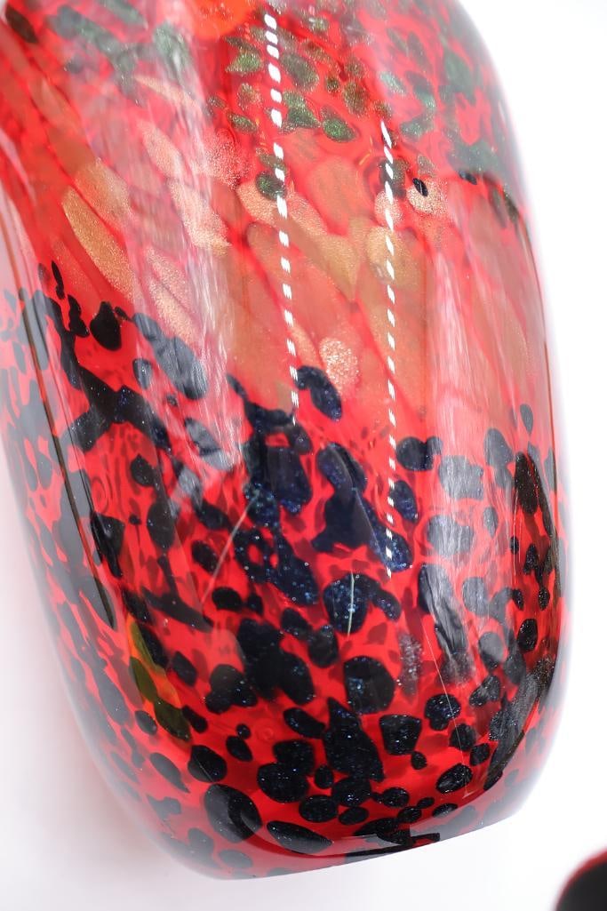 Large Artisan Red with Shimmer Vase - 7