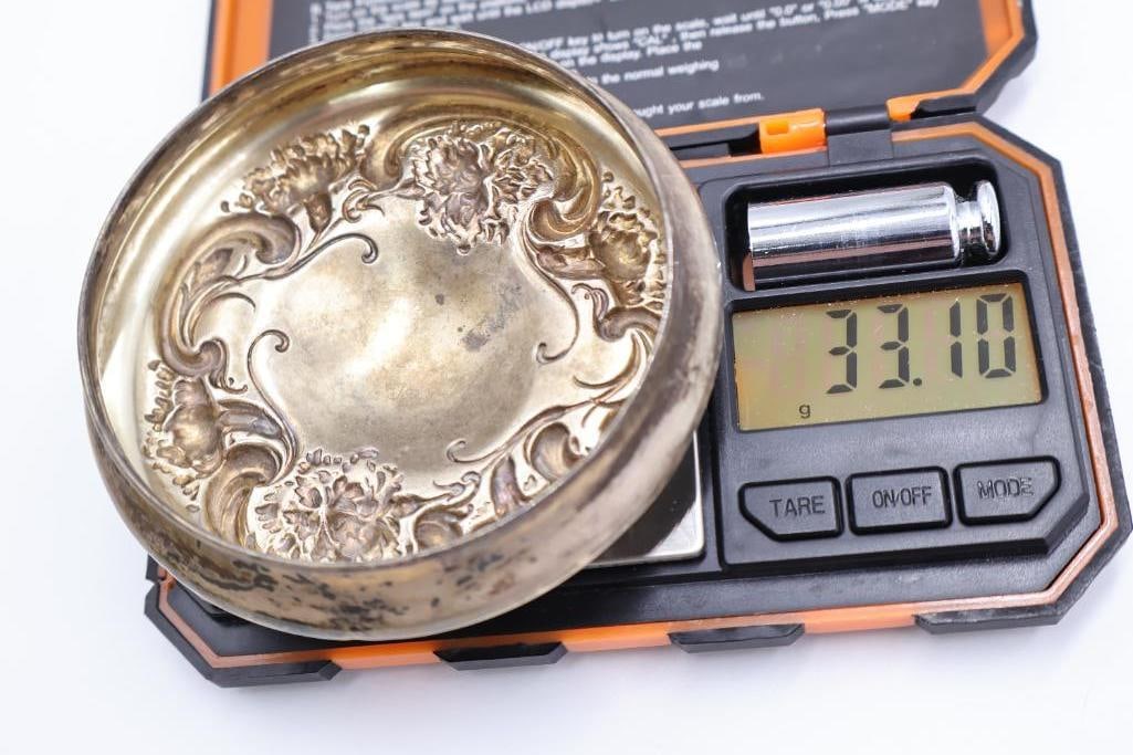 Sterling Silver Lidded Vanity Jar and Small Silver Type Trinket Holder - 7
