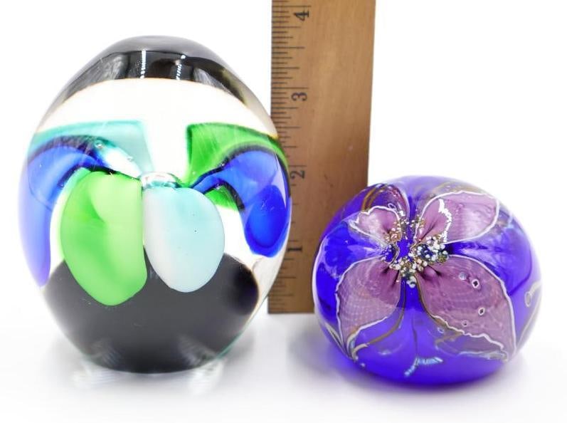 Two Artisan Glass Paperweights - 2