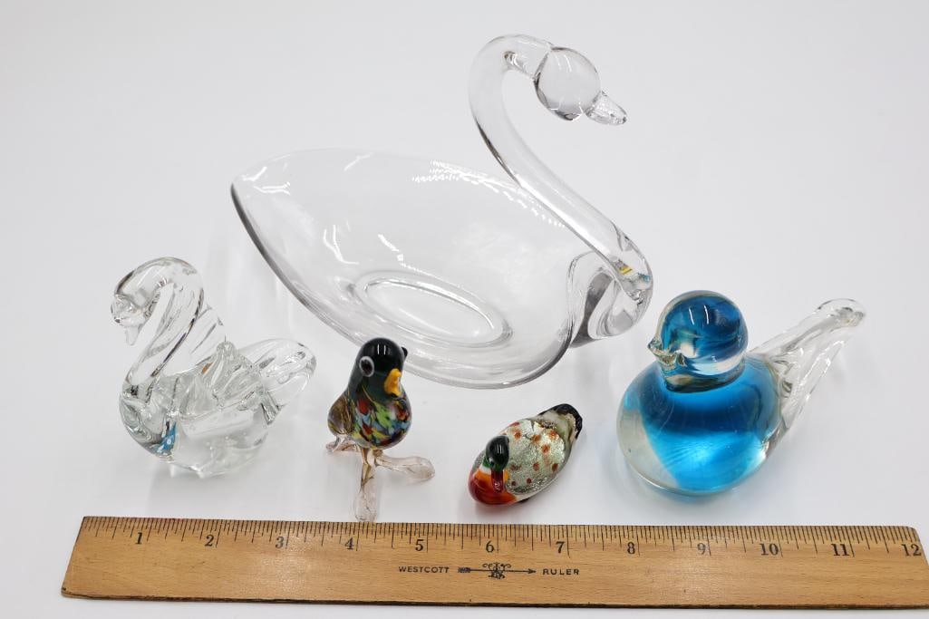 Collection of Glass Birds Including Swan Dish - 2