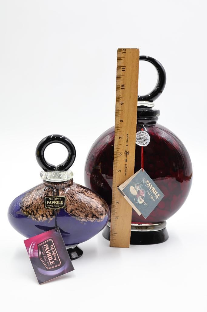 Pair of Dale Tiffany Favrile Artisan Large Perfume Bottles - 2