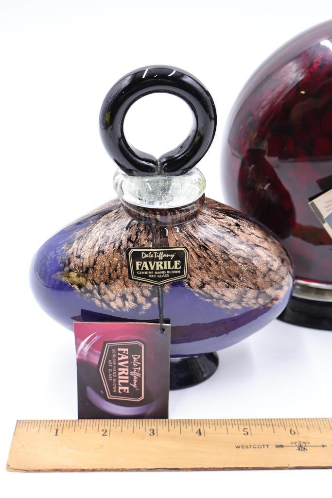 Pair of Dale Tiffany Favrile Artisan Large Perfume Bottles - 3