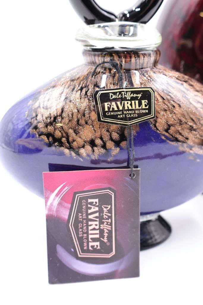 Pair of Dale Tiffany Favrile Artisan Large Perfume Bottles - 4