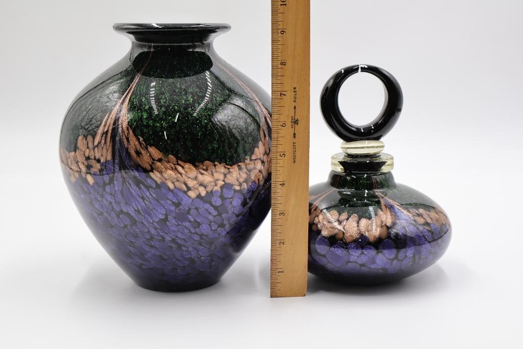 Dale Tiffany Favrile Artisan Large Vase and Perfume Bottle - 2