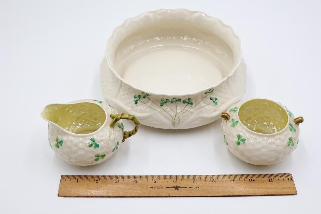 Three Belleek Iconic Shamrock Serving Dishes - 2