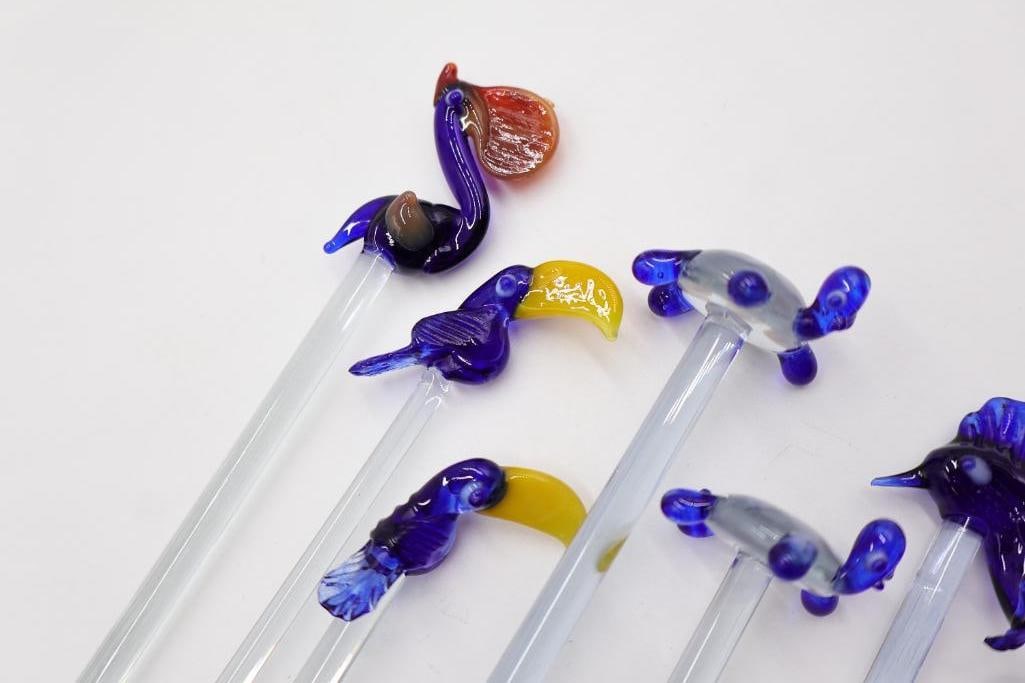 Vibrant Artisan Glass Flute and Stirrers and More - 7