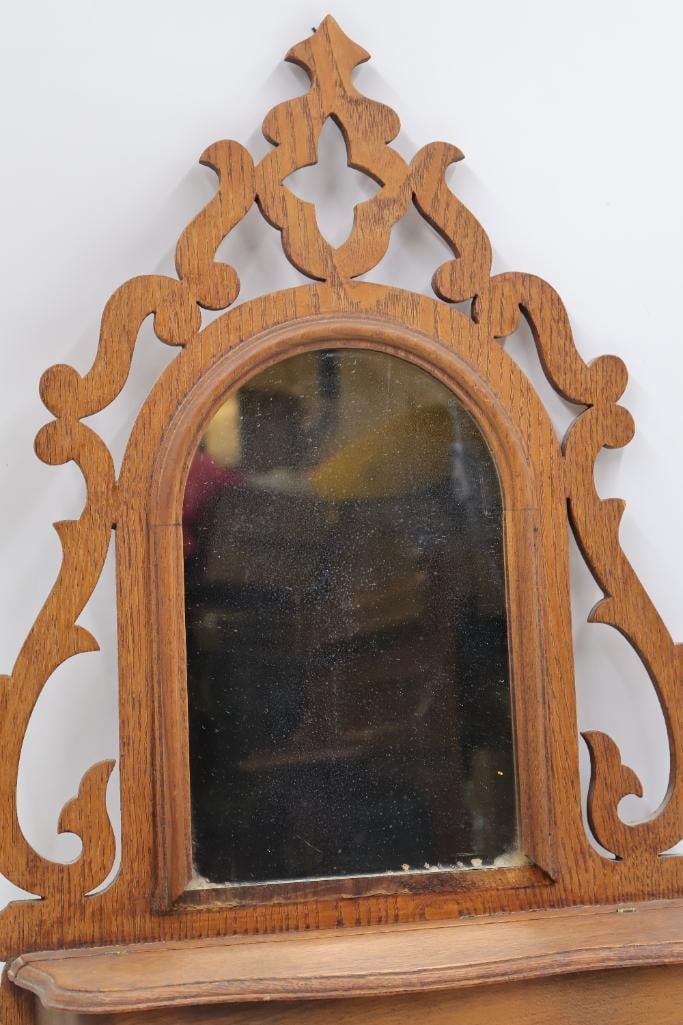 Antique Walnut Hanging Shaving Mirror - 2