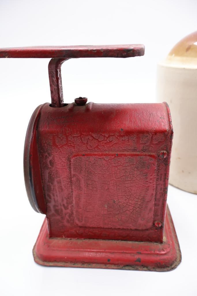 Antique Red Scale and Stoneware Crock Jug - 7