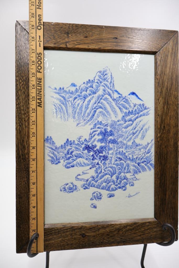 Vintage Chinese Blue and White Porcelain Plaque - 2
