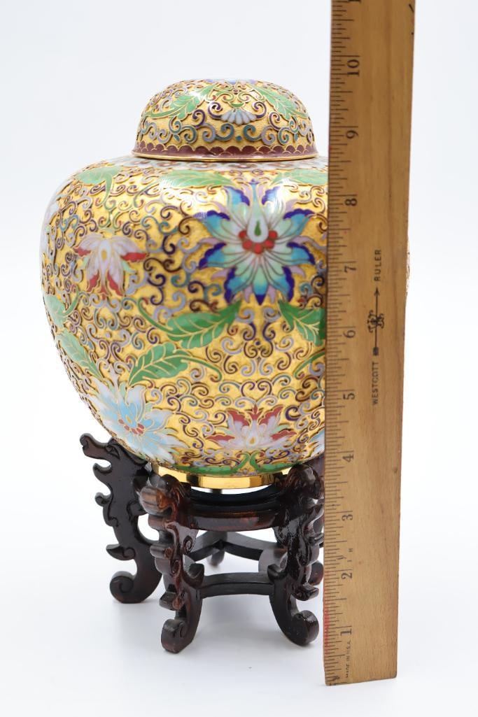 Lovely Vintage Cloisonne Openwork Ginger Jar - 2