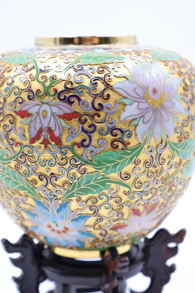 Lovely Vintage Cloisonne Openwork Ginger Jar - 7