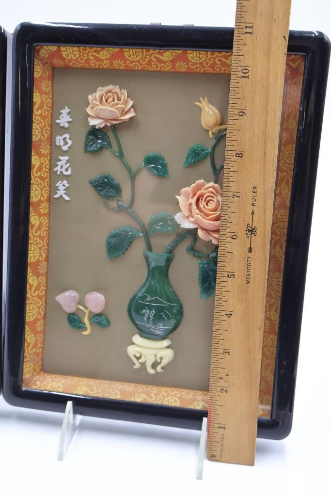 Vintage Pair of Chinese hardstone and jade art - 2