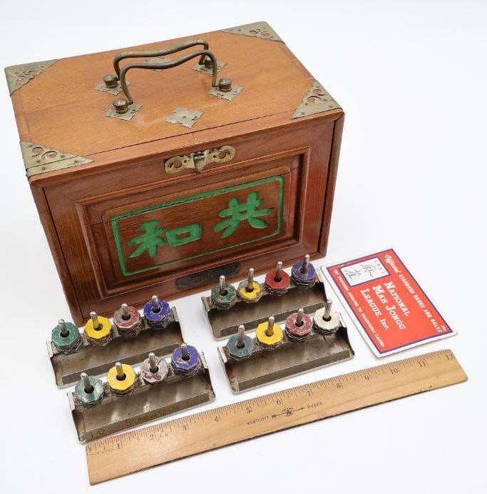 Vintage Mahjong Set in Wood Case - 2