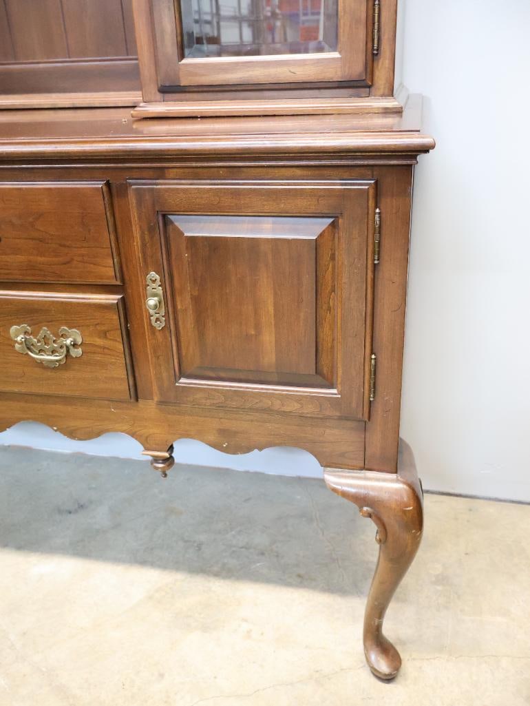 Ethan Allen Queen Anne style two-piece cherry china cabinet - 2