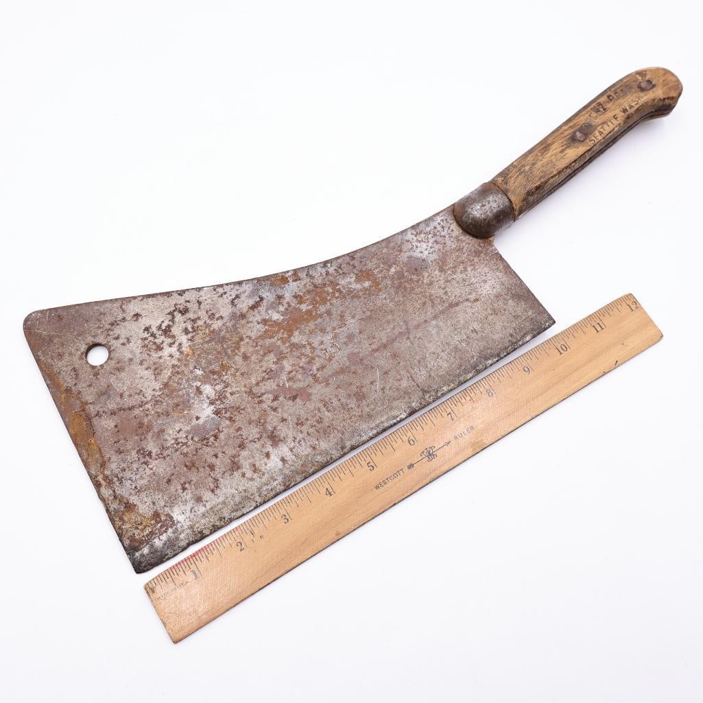 Antique Large Primitive Meat Cleaver - 2