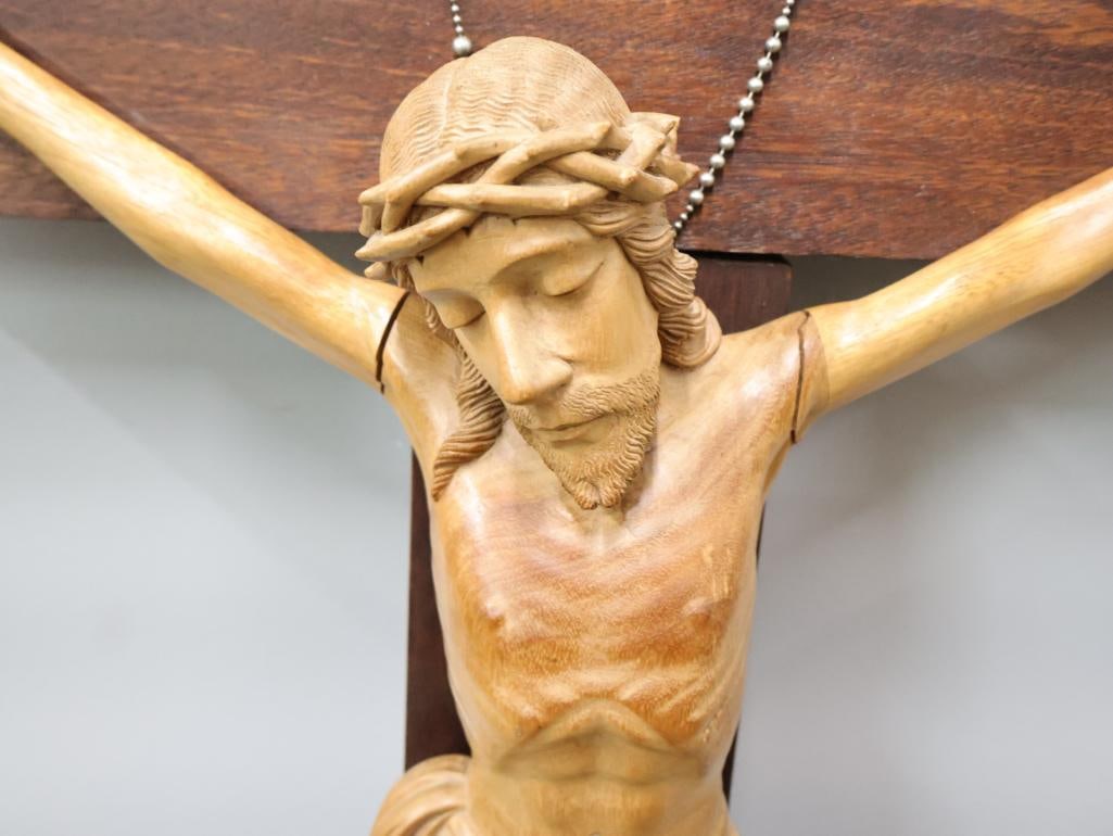 Large Vintage Hand Carved Crucifix - 10