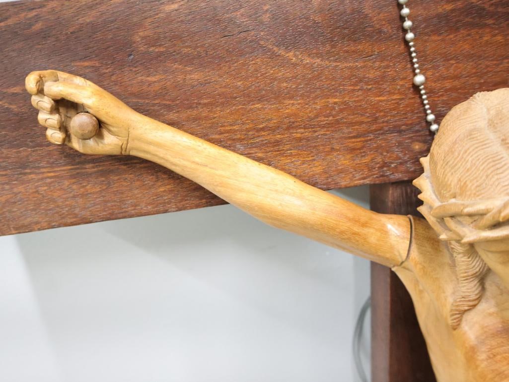 Large Vintage Hand Carved Crucifix - 11