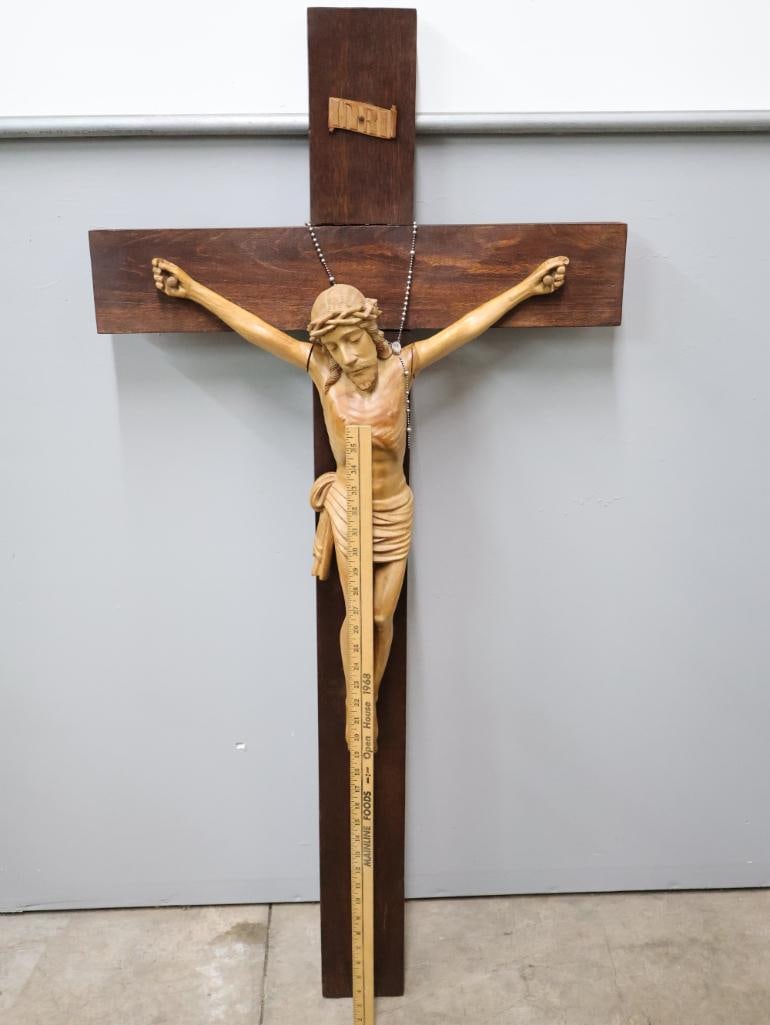 Large Vintage Hand Carved Crucifix - 2