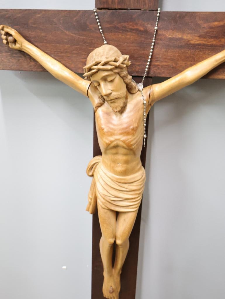 Large Vintage Hand Carved Crucifix - 6