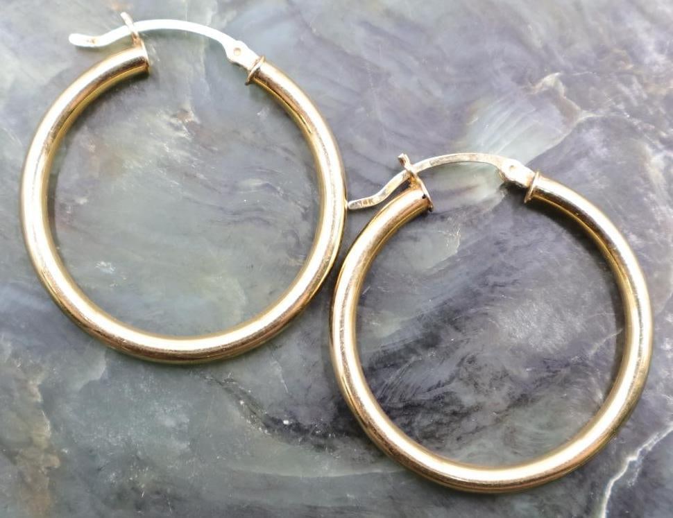 Pair of 14k Gold Hoop Earrings - 2