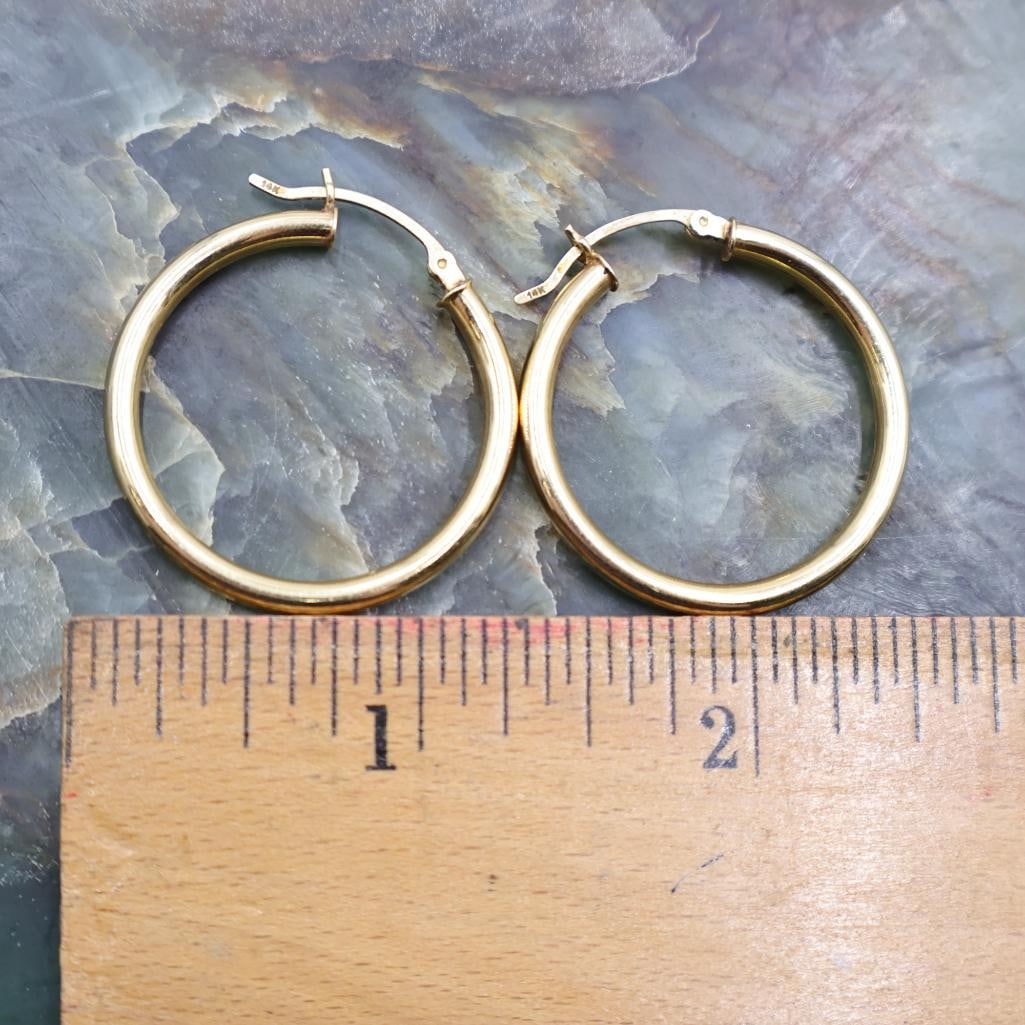 Pair of 14k Gold Hoop Earrings - 4
