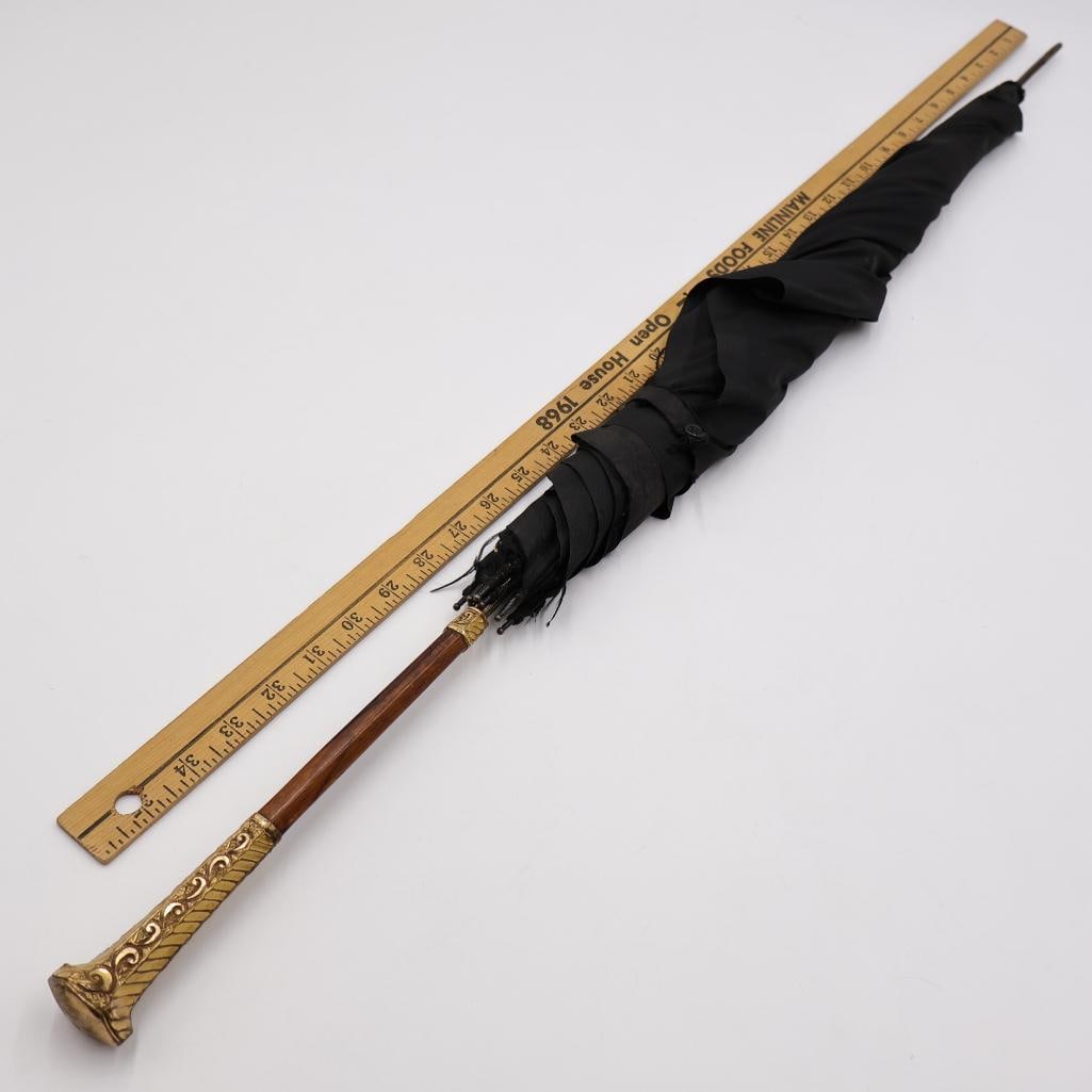 Antique Gold Plated Handle Umbrella - 2