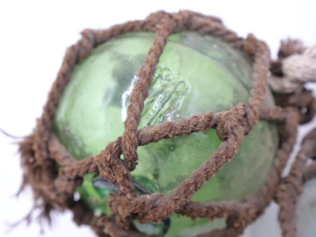 Two Vintage Glass Floats with Cork Float - 5