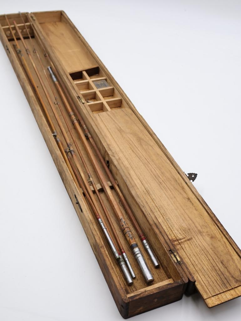Antique Bamboo Fishing Poles in Wood Case (1 of 10)