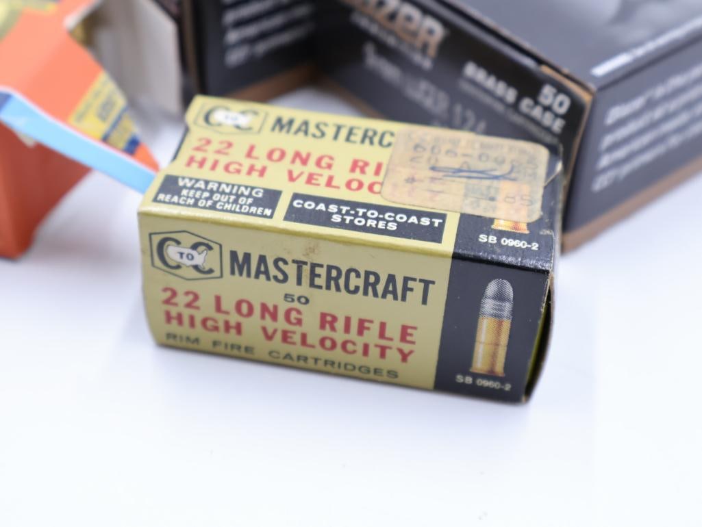 Vintage Brass Shotgun Shell, Mastercraft .22 Ammo, and 9mm Ammo - 5