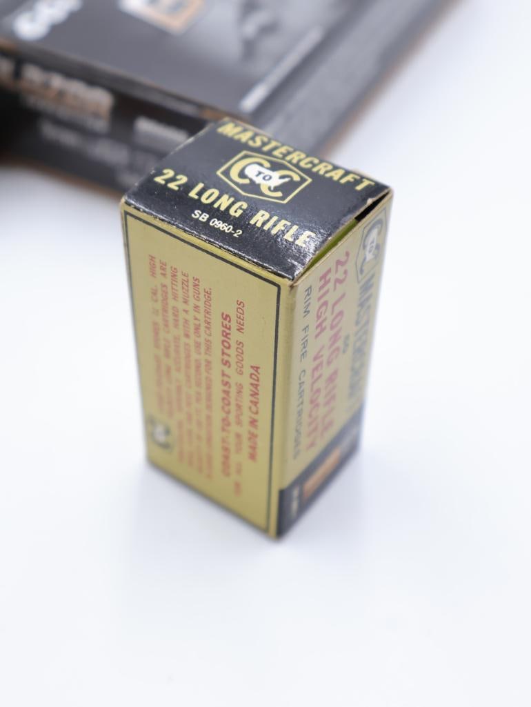 Vintage Brass Shotgun Shell, Mastercraft .22 Ammo, and 9mm Ammo - 6