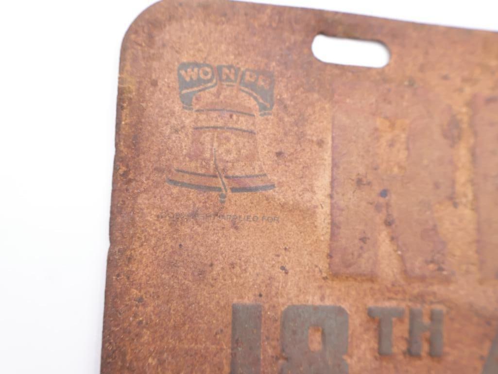Antique 'Repeal 18th Amendment' License Plate Topper - 3