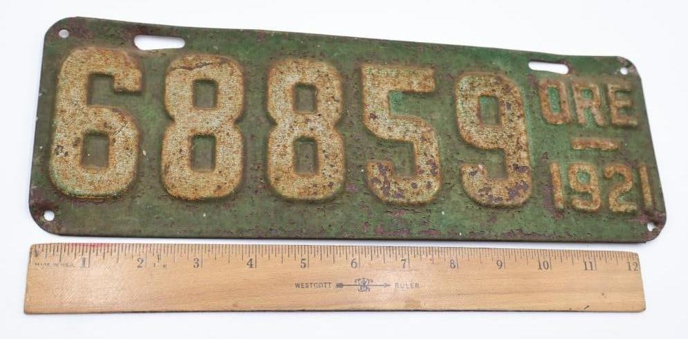 Antique 1921 Oregon License Plate - 2