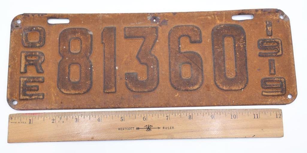 Antique 1919 Oregon License Plate - 2