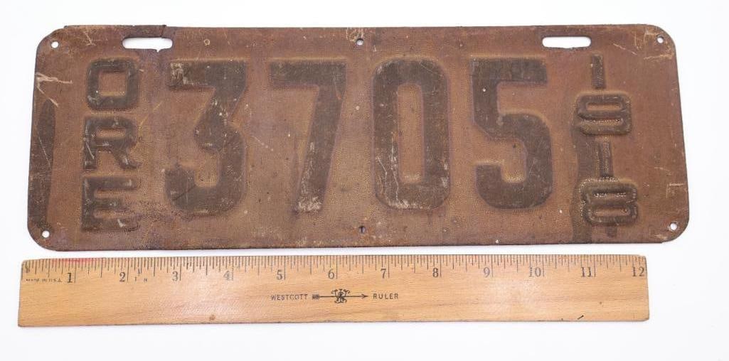 Antique 1918 Oregon License Plate - 2