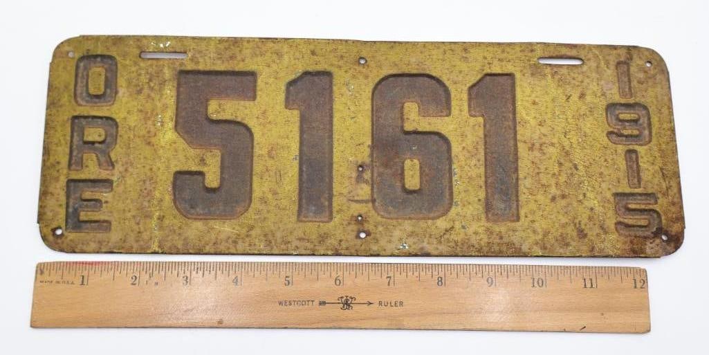 Antique 1915 Oregon License Plate - 2