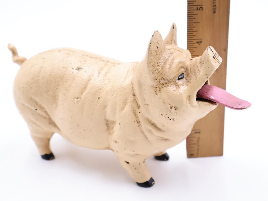 Vintage Cast Iron Pig Bank - 2