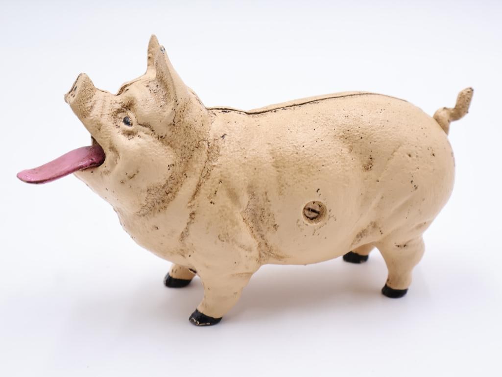 Vintage Cast Iron Pig Bank - 4