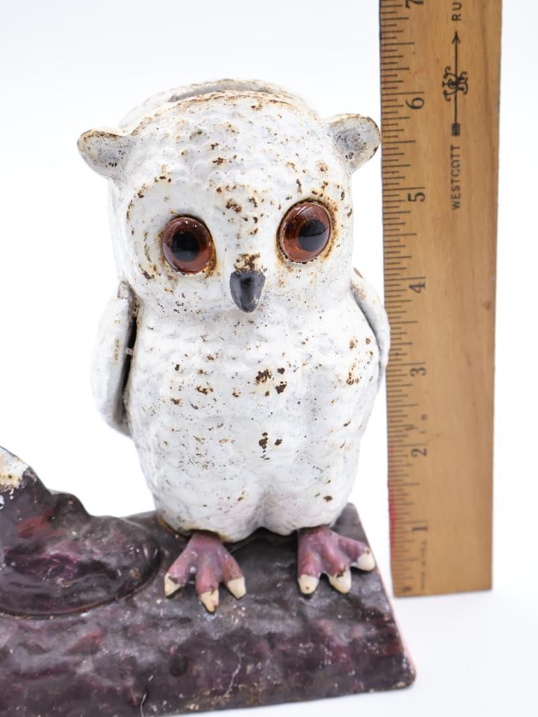 Vintage Cast Iron Owl Bank - 2