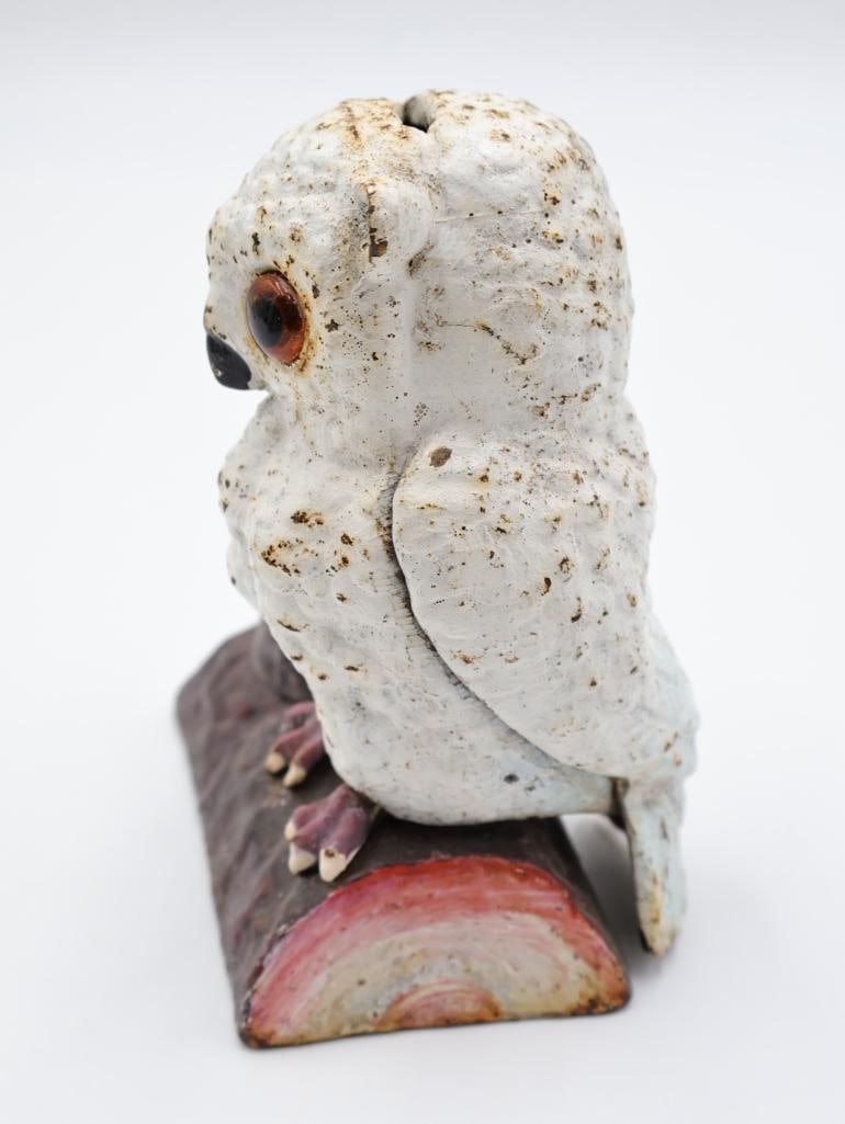 Vintage Cast Iron Owl Bank - 4