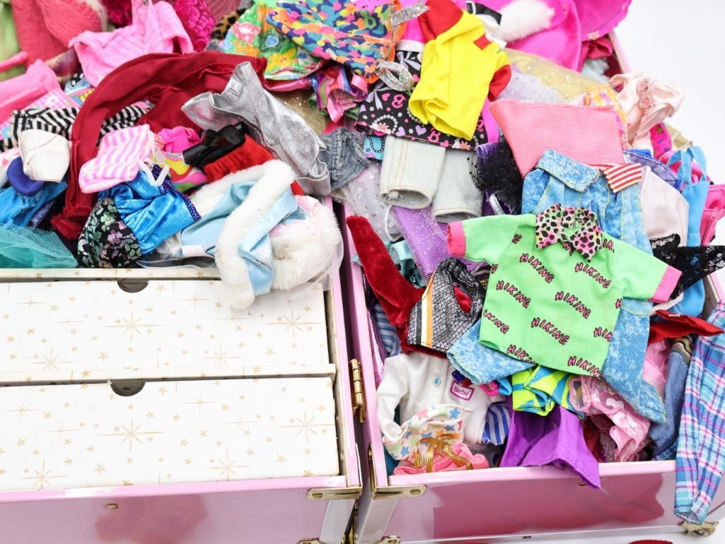 Vintage Barbie Dolls and Case Filled with Clothes - 15