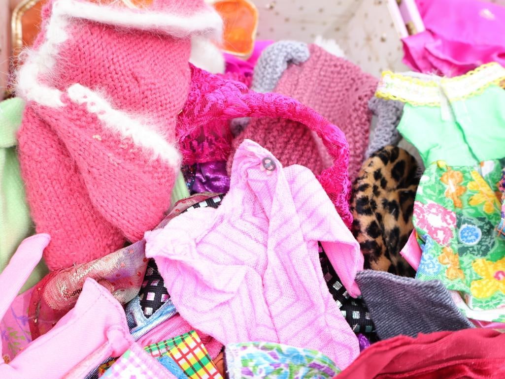 Vintage Barbie Dolls and Case Filled with Clothes - 18