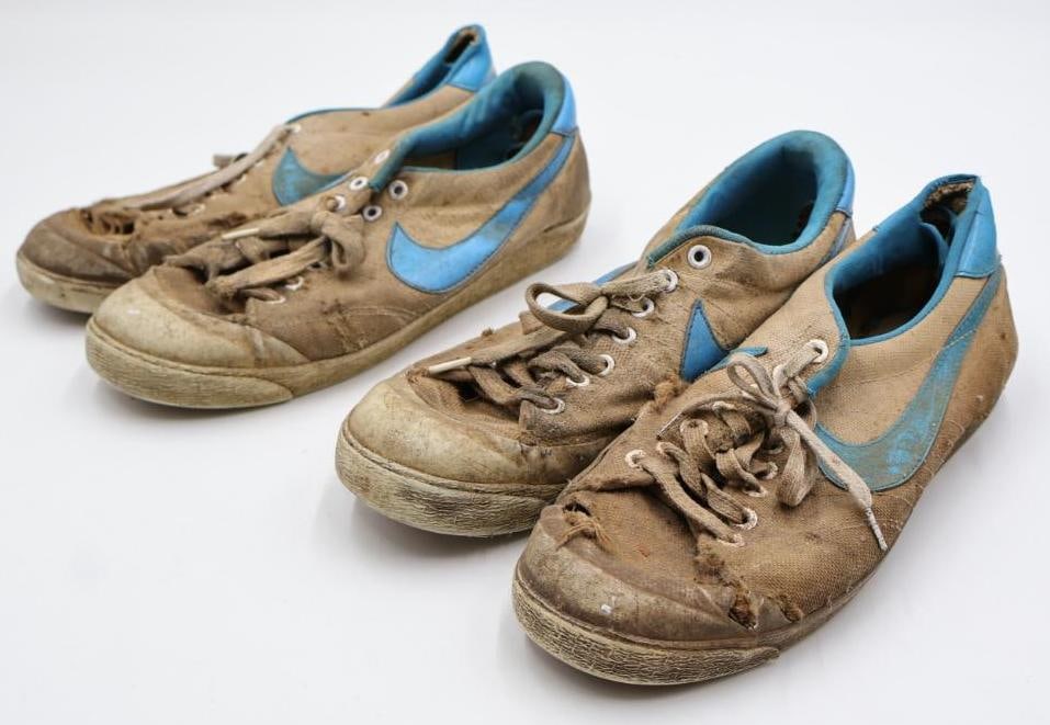 Two Pairs of Vintage Nike Sneakers: Two pairs of vintage Nike Blazer All Court tennis shoes. Please see all photos for condition, these were well loved