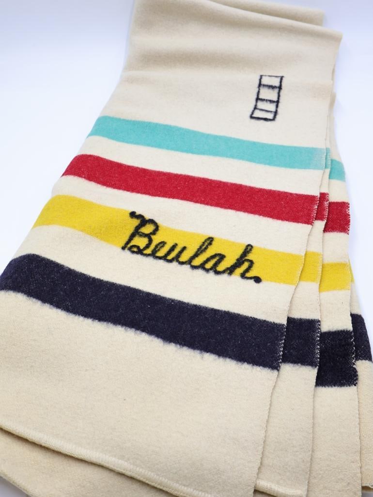 Vintage Personalized Trapper Style Blanket: Personalized with the name 'Beulah'