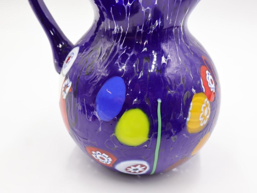 Artisan Glass Venetian Pitcher and Cups, with Matching Napkin Rings - 17