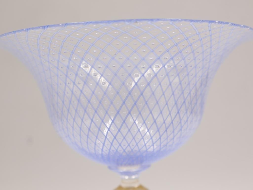Fine Venetian Murano Filigrana Latticino & Aventurine Glass Goblet Set with Compote - 11